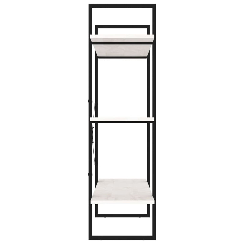 vidaXL háromszintes fehér tömör fenyőfa könyvszekrény 100x30x105 cm