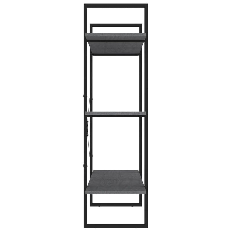 vidaXL háromszintes szürke tömör fenyőfa könyvszekrény 100x30x105 cm