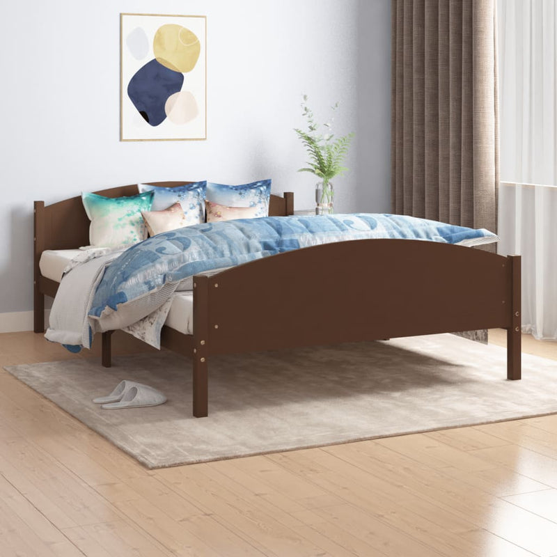 vidaXL sötétbarna tömör fenyőfa ágykeret 160 x 200 cm