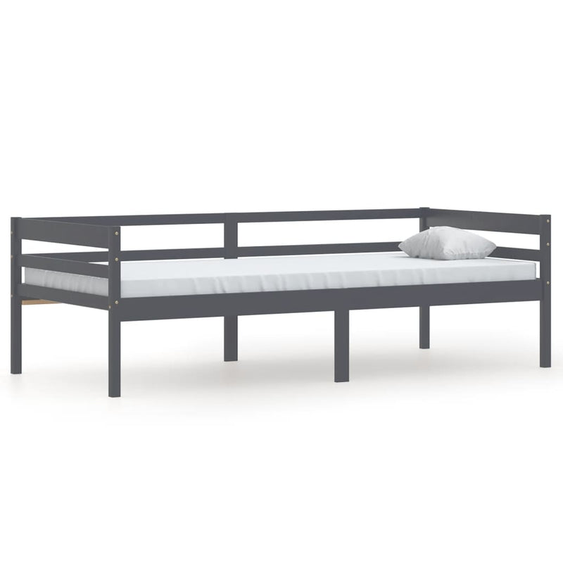 vidaXL sötétszürke tömör fenyőfa ágykeret 90 x 200 cm
