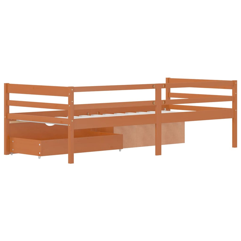 vidaXL mézbarna fenyőfa ágykeret fiókokkal és szekrénnyel 90 x 200 cm