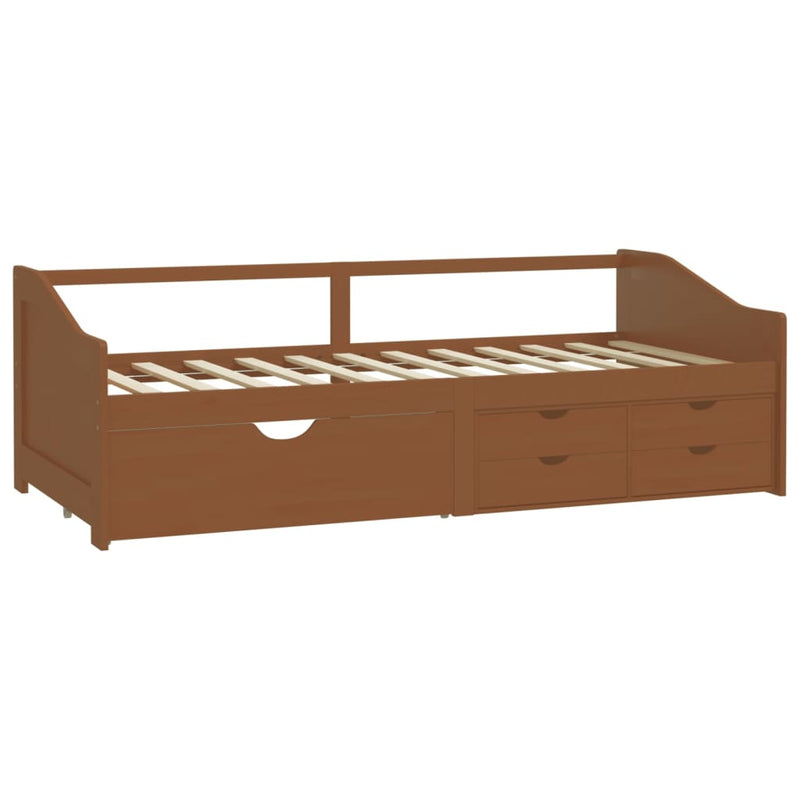 vidaXL mézbarna 3 személyes tömör fenyőfa kanapéágy fiókokkal 90x200cm