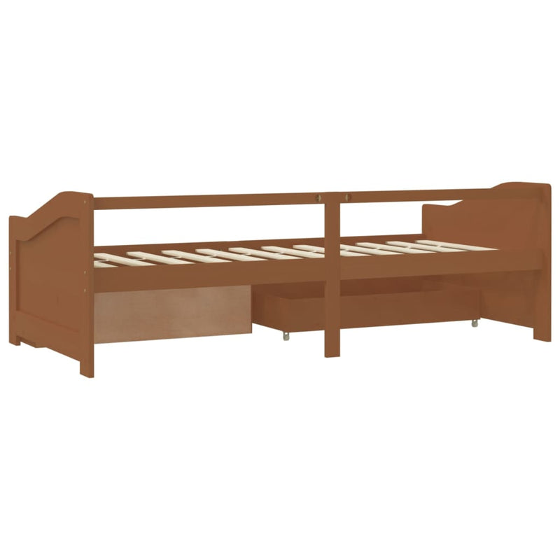 vidaXL mézbarna 3 személyes tömör fenyőfa kanapéágy fiókokkal 90x200cm