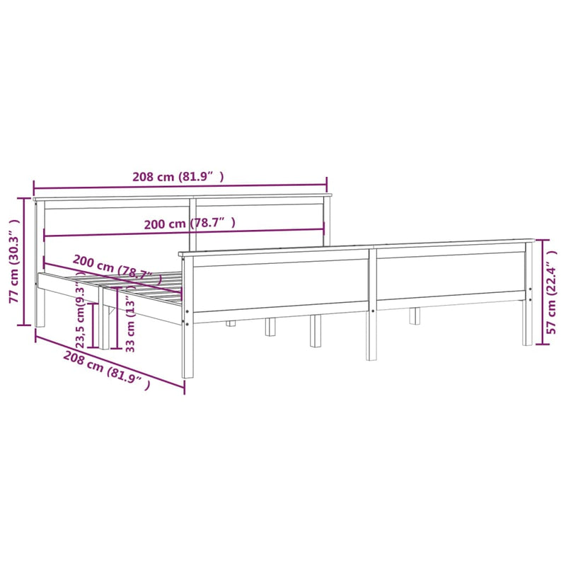vidaXL tömör fenyőfa ágykeret 200 x 200 cm