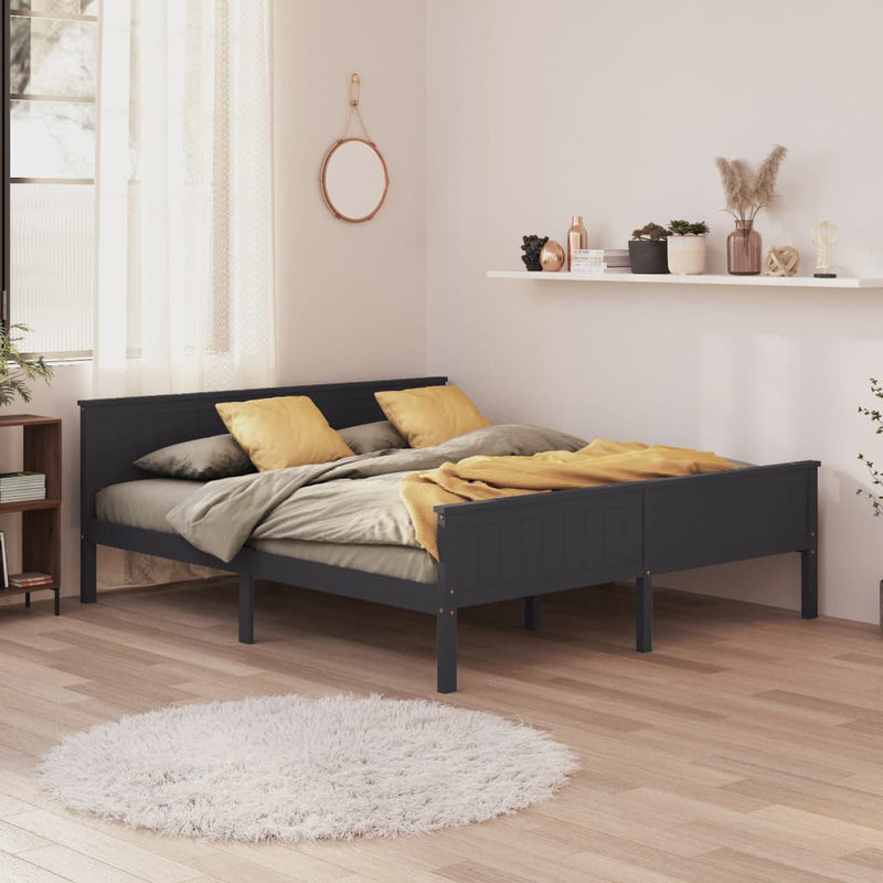 vidaXL szürke tömör fenyőfa ágykeret 200 x 200 cm