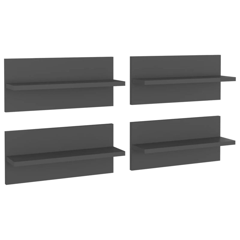 vidaXL 4 db szürke szerelt fa fali polc 40 x 11,5 x 18 cm