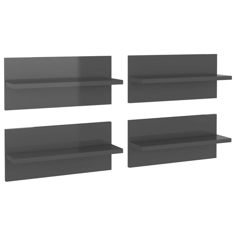 vidaXL 4 db magasfényű szürke fali polc 40 x 11,5 x 18 cm