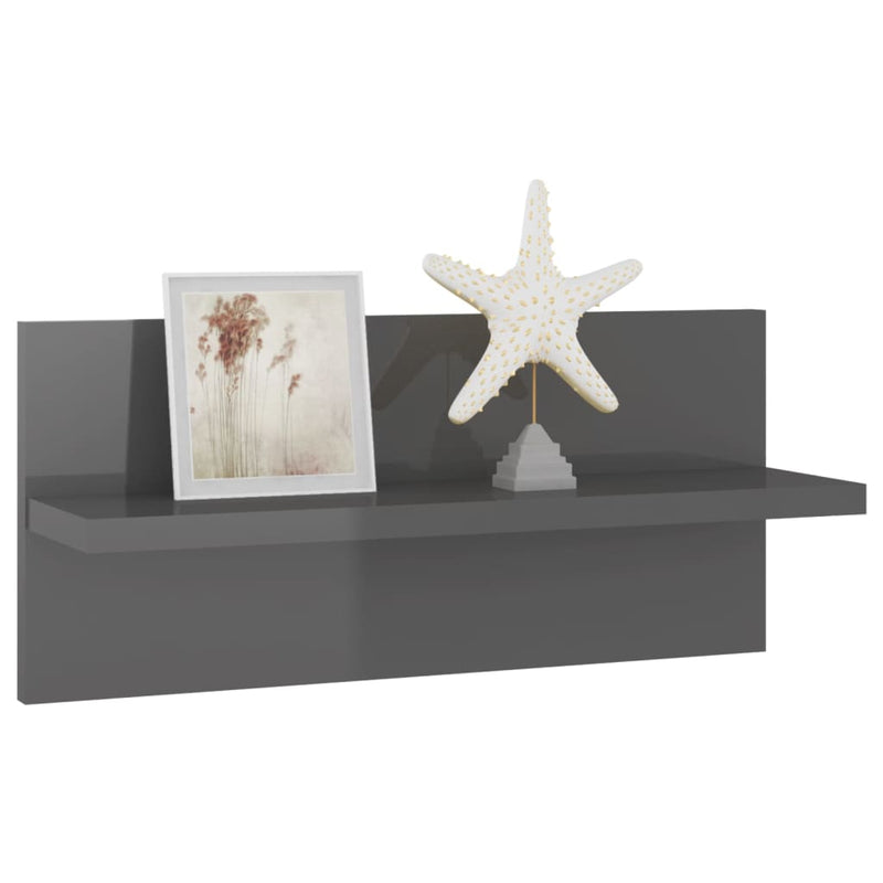 vidaXL 4 db magasfényű szürke fali polc 40 x 11,5 x 18 cm