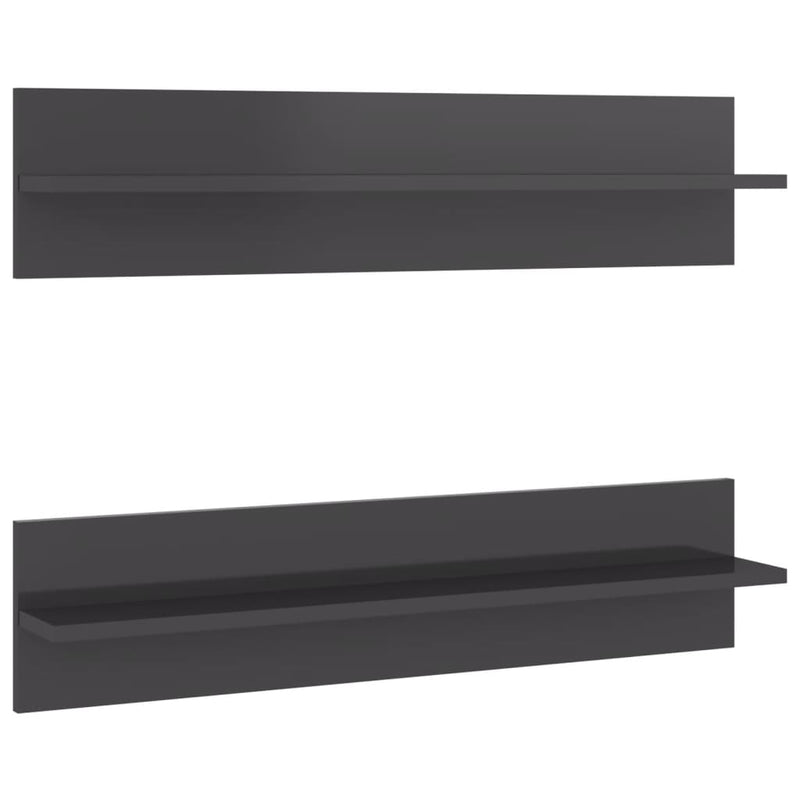 vidaXL 2 db magasfényű szürke szerelt fa fali polc 80 x 11,5 x 18 cm