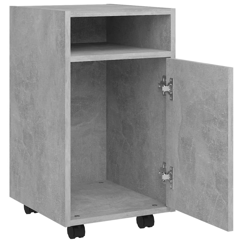 vidaXL betonszürke forgácslap kerekes kisszekrény 33 x 38 x 60 cm