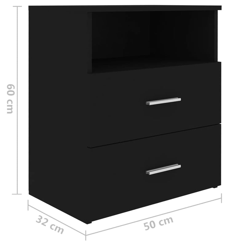 vidaXL fekete éjjeliszekrény 50 x 32 x 60 cm