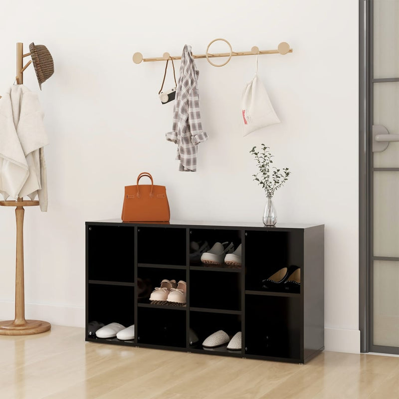 vidaXL fekete szerelt fa cipőtároló pad 103 x 30 x 54,5 cm