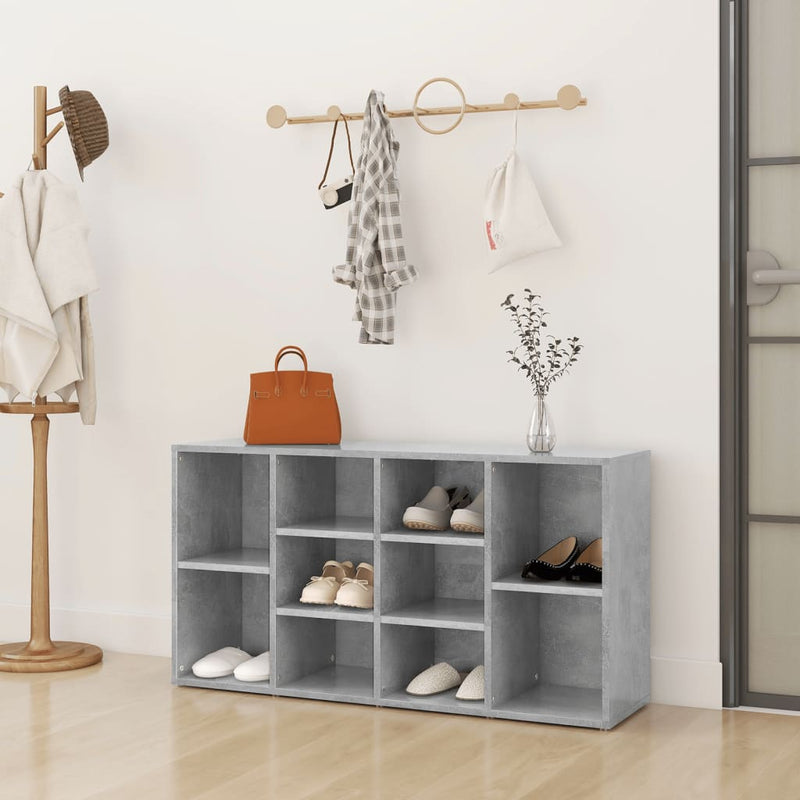 vidaXL betonszürke szerelt fa cipőtároló pad 103 x 30 x 54,5 cm