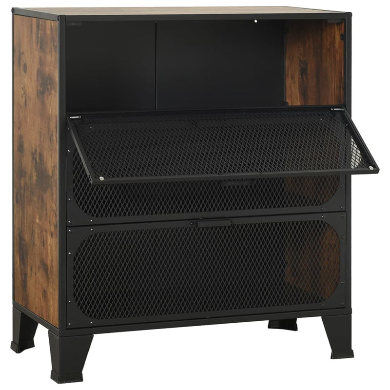 vidaXL rusztikus barna fém és MDF tárolószekrény 72 x 36 x 82 cm