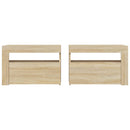 vidaXL 2 db füstös tölgy színű éjjeliszekrény LED-del 60 x 35 x 40 cm