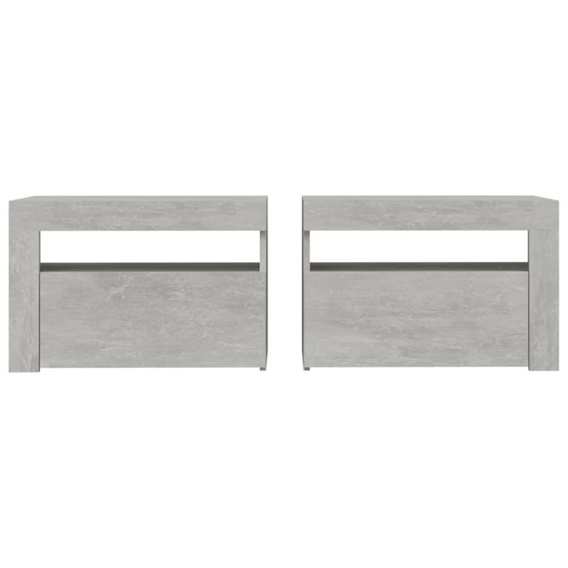 vidaXL 2 db betonszürke éjjeliszekrény LED-del 60 x 35 x 40 cm