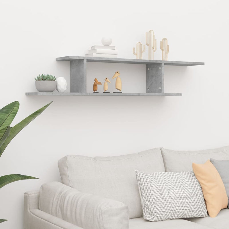 vidaXL betonszürke szerelt fa falra szerelhető TV-polc 125x18x23 cm