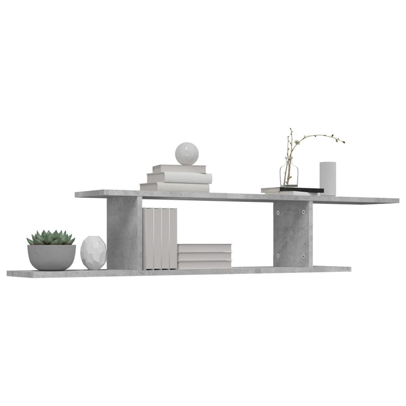 vidaXL betonszürke szerelt fa falra szerelhető TV-polc 125x18x23 cm