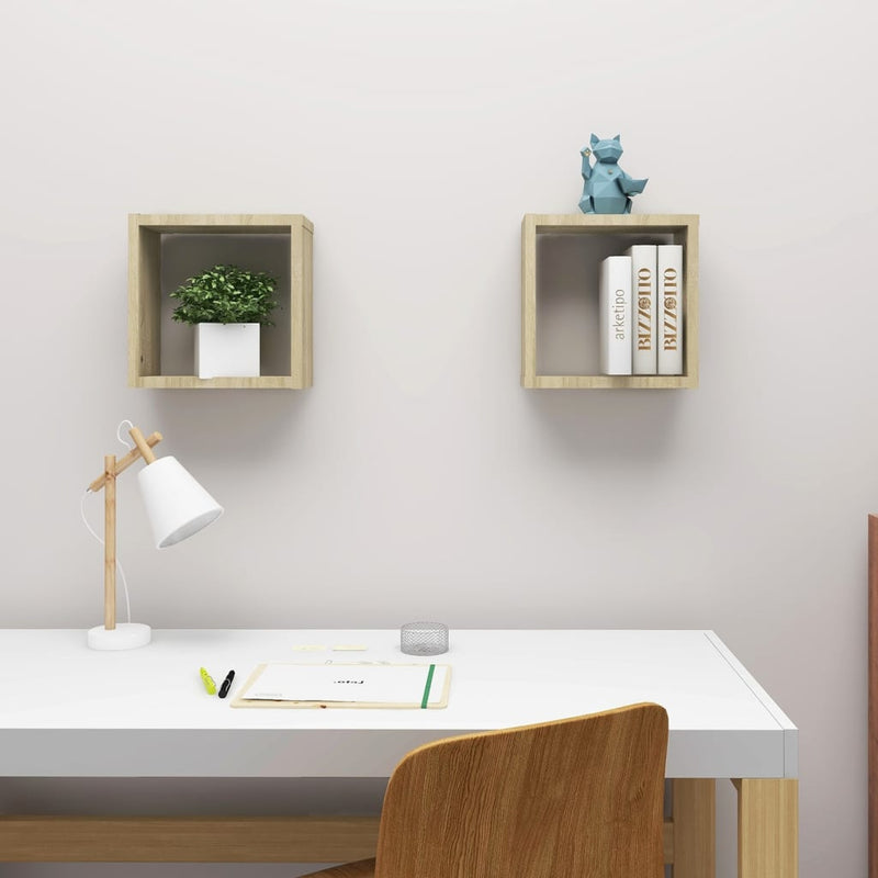 vidaXL 2 db sonoma tölgy színű fali kockapolc 30 x 15 x 30 cm