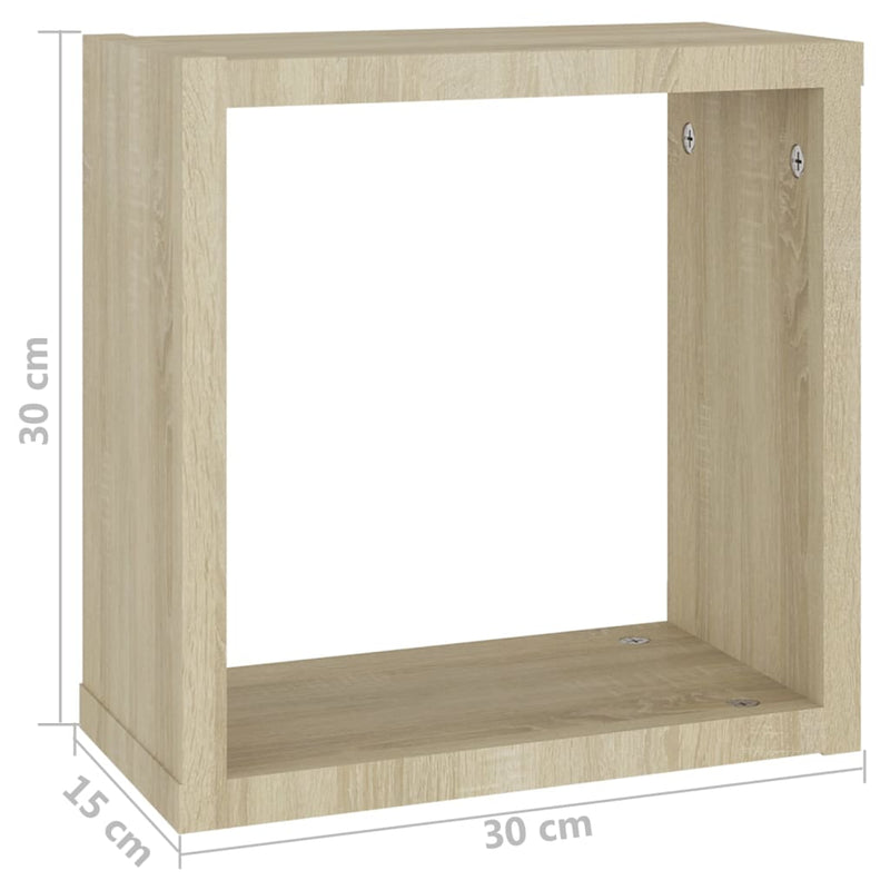 vidaXL 2 db sonoma tölgy színű fali kockapolc 30 x 15 x 30 cm
