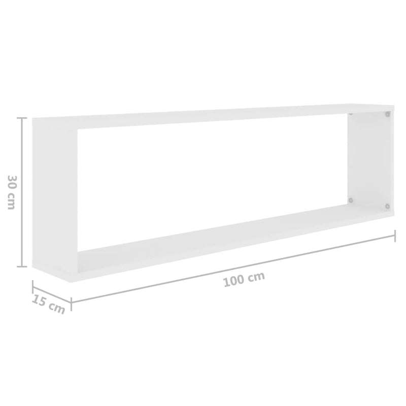 vidaXL 2 db fehér szerelt fa fali polc 100 x 15 x 30 cm