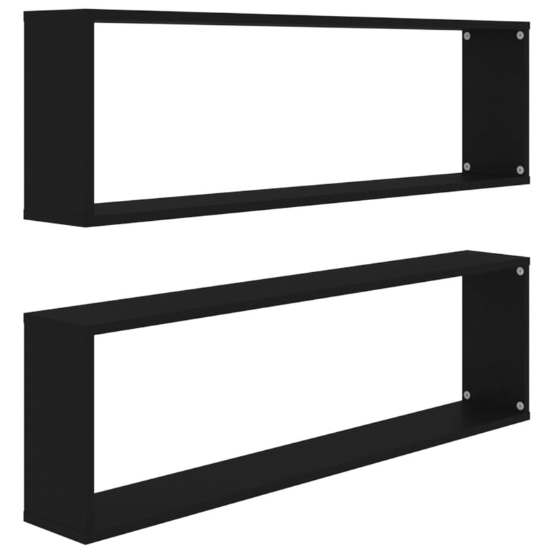 vidaXL 2 db fekete szerelt fa fali polc 100 x 15 x 30 cm