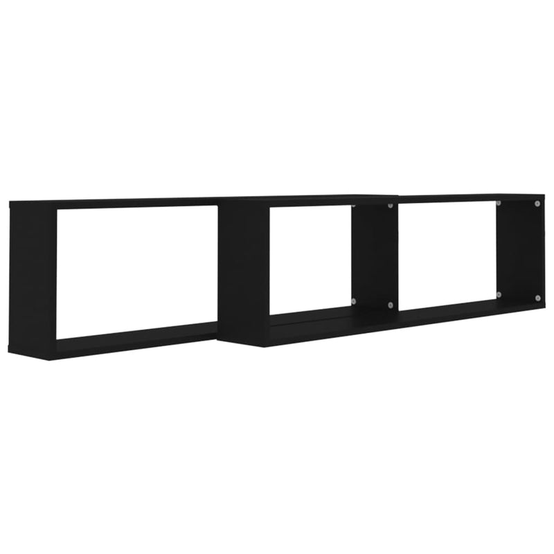 vidaXL 2 db fekete szerelt fa fali polc 100 x 15 x 30 cm