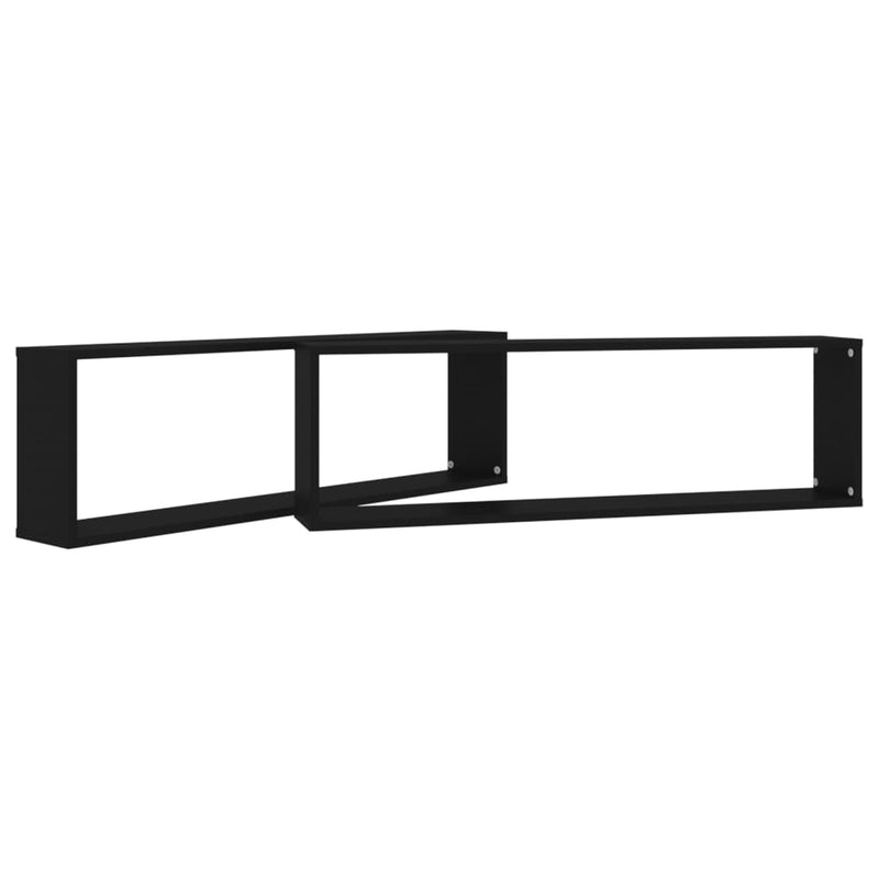 vidaXL 2 db fekete szerelt fa fali polc 100 x 15 x 30 cm