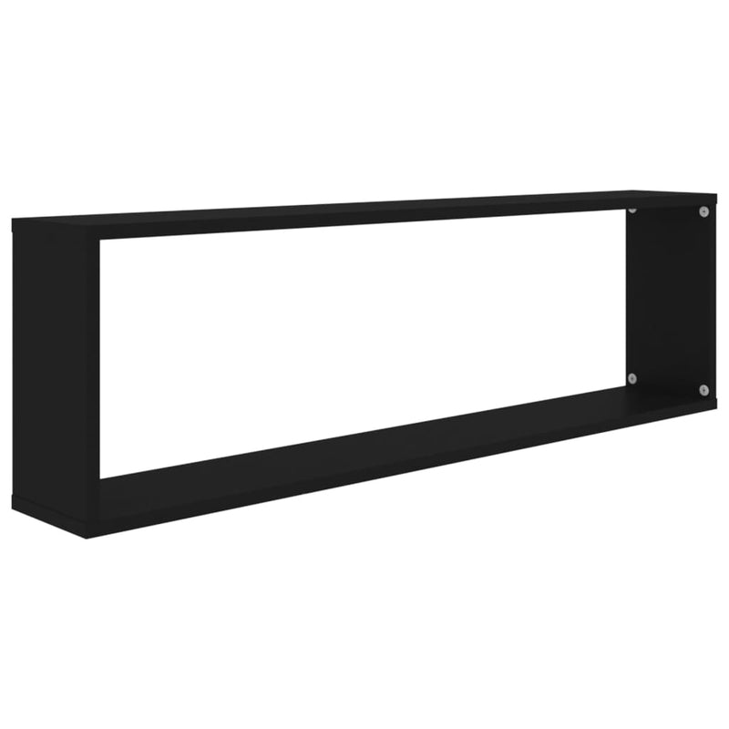 vidaXL 2 db fekete szerelt fa fali polc 100 x 15 x 30 cm