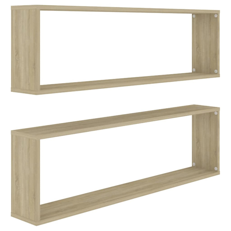 vidaXL 2 db sonoma tölgy színű szerelt fa fali polc 100 x 15 x 30 cm