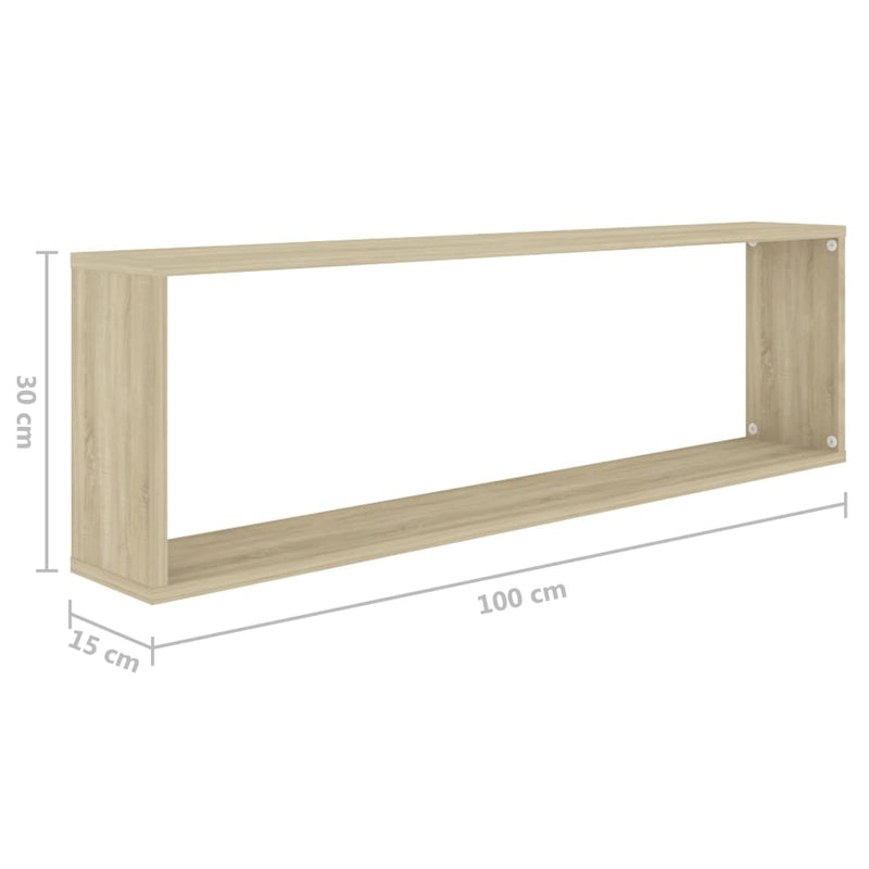 vidaXL 2 db sonoma tölgy színű szerelt fa fali polc 100 x 15 x 30 cm