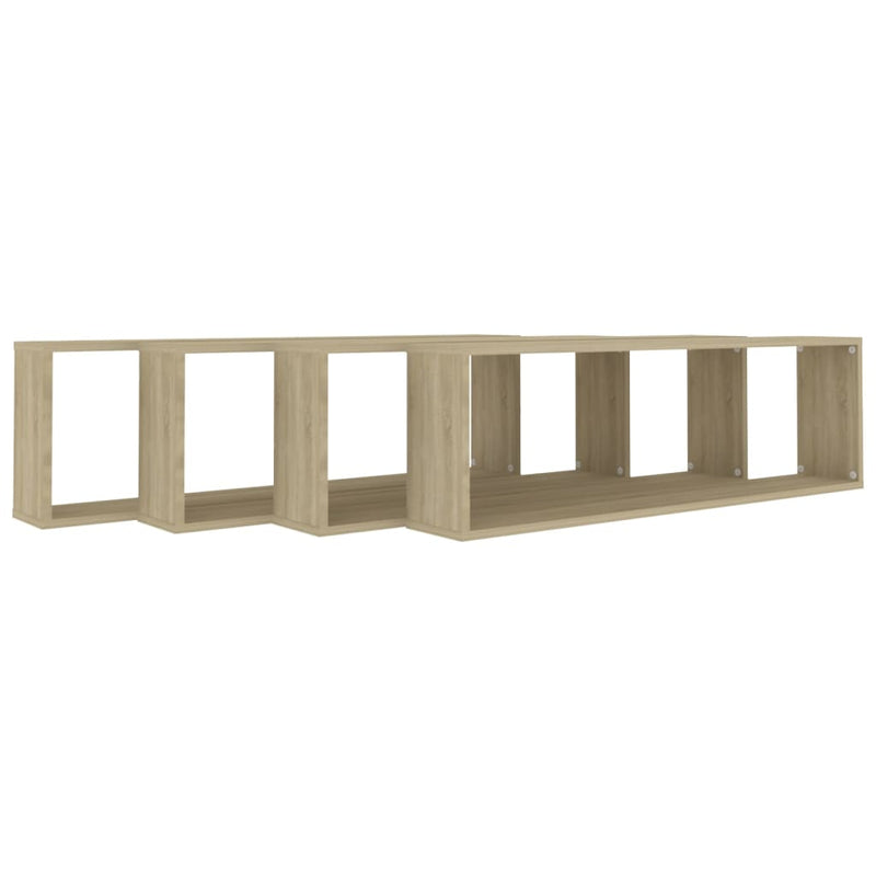vidaXL 4 db sonoma tölgy színű szerelt fa fali polc 100x15x30 cm