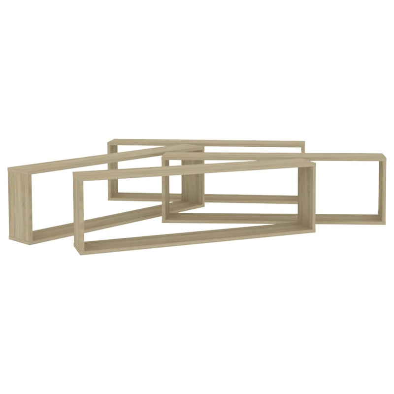 vidaXL 4 db sonoma tölgy színű szerelt fa fali polc 100x15x30 cm