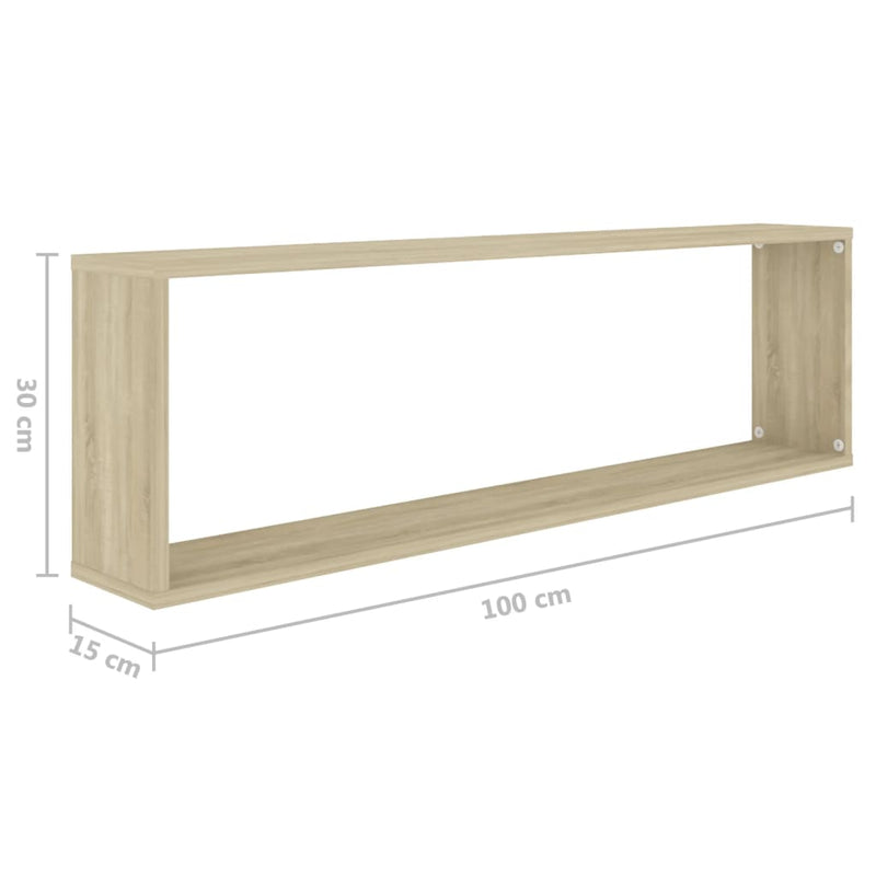 vidaXL 4 db sonoma tölgy színű szerelt fa fali polc 100x15x30 cm