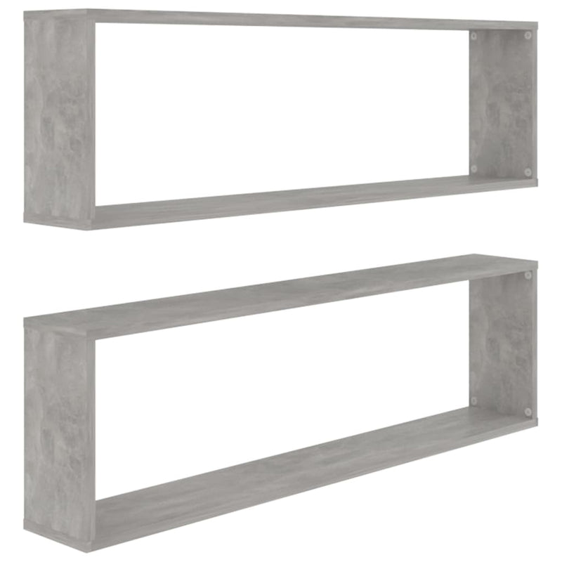 vidaXL 2 db betonszürke szerelt fa fali polc 100 x 15 x 30 cm