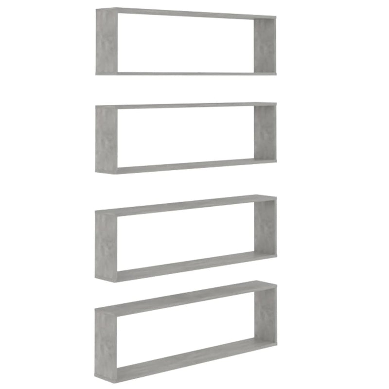 vidaXL 4 db betonszürke szerelt fa fali polc 100 x 15 x 30 cm