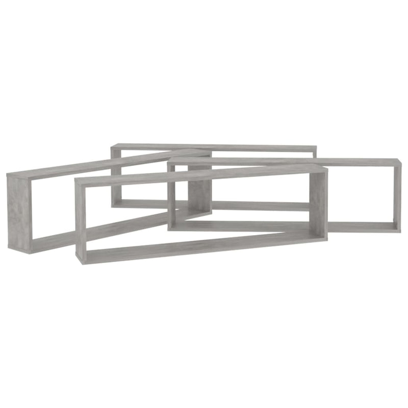vidaXL 4 db betonszürke szerelt fa fali polc 100 x 15 x 30 cm