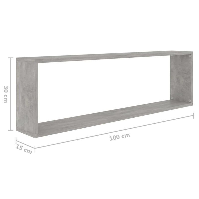 vidaXL 4 db betonszürke szerelt fa fali polc 100 x 15 x 30 cm