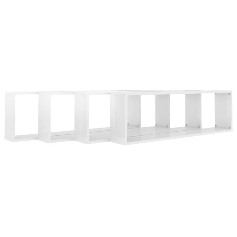 vidaXL 4 db magasfényű fehér szerelt fa fali polc 100 x 15 x 30 cm