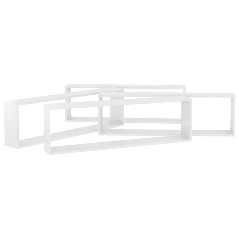 vidaXL 4 db magasfényű fehér szerelt fa fali polc 100 x 15 x 30 cm