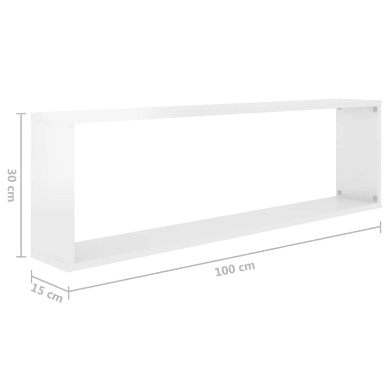 vidaXL 4 db magasfényű fehér szerelt fa fali polc 100 x 15 x 30 cm