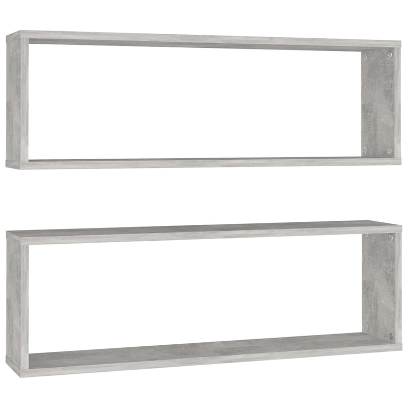 vidaXL 2 db betonszürke szerelt fa fali kockapolc 80 x 15 x 26,5 cm
