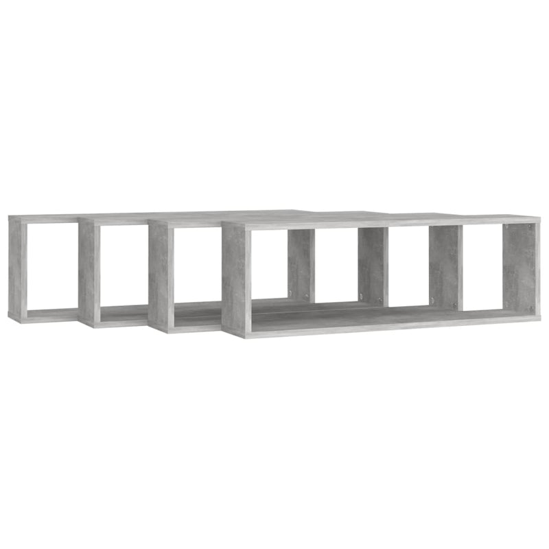 vidaXL 4 db betonszürke szerelt fa fali kockapolc 80 x 15 x 26,5 cm