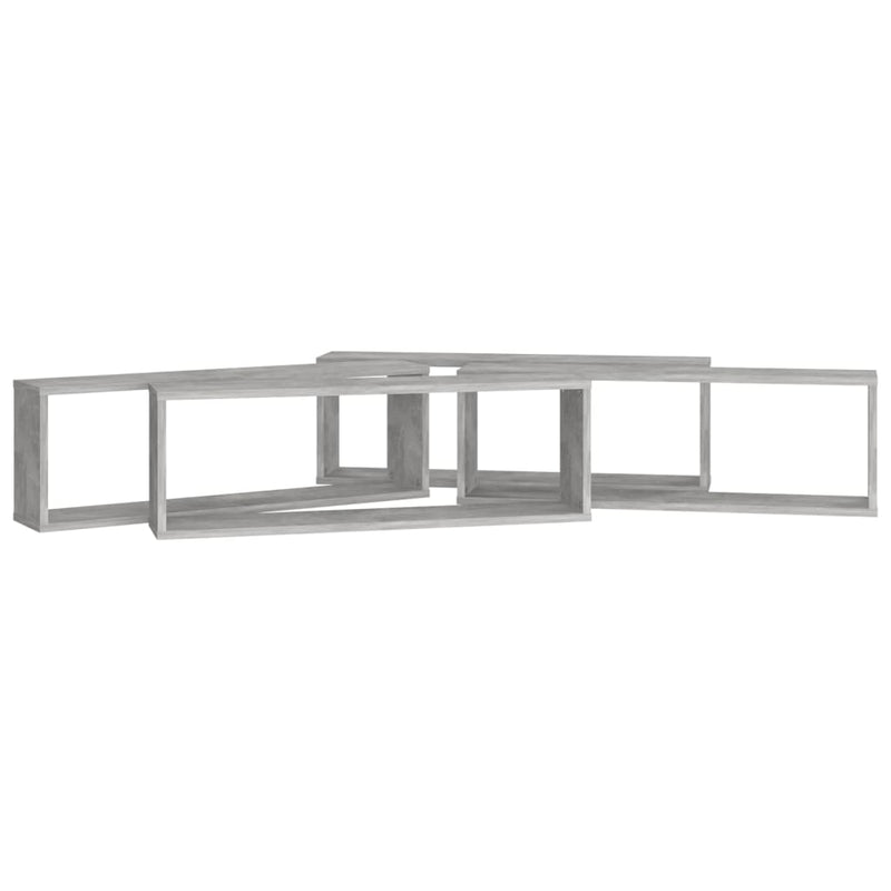vidaXL 4 db betonszürke szerelt fa fali kockapolc 80 x 15 x 26,5 cm