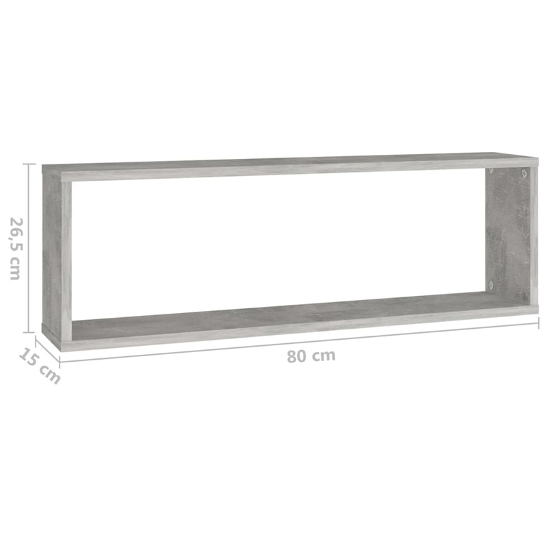 vidaXL 4 db betonszürke szerelt fa fali kockapolc 80 x 15 x 26,5 cm