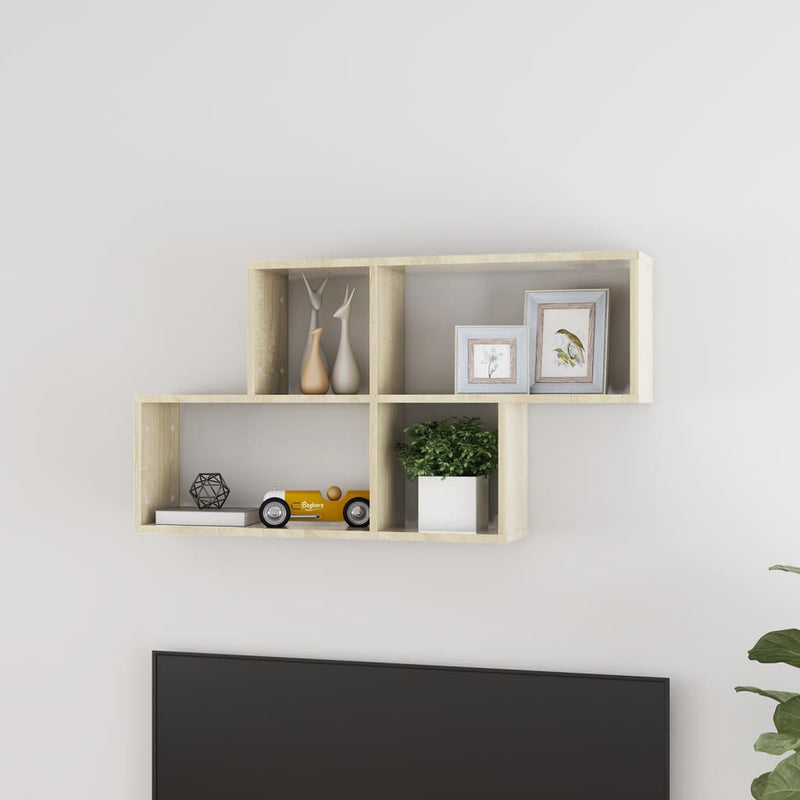 vidaXL sonoma tölgy szerelt fa fali polc 100 x 18 x 53 cm