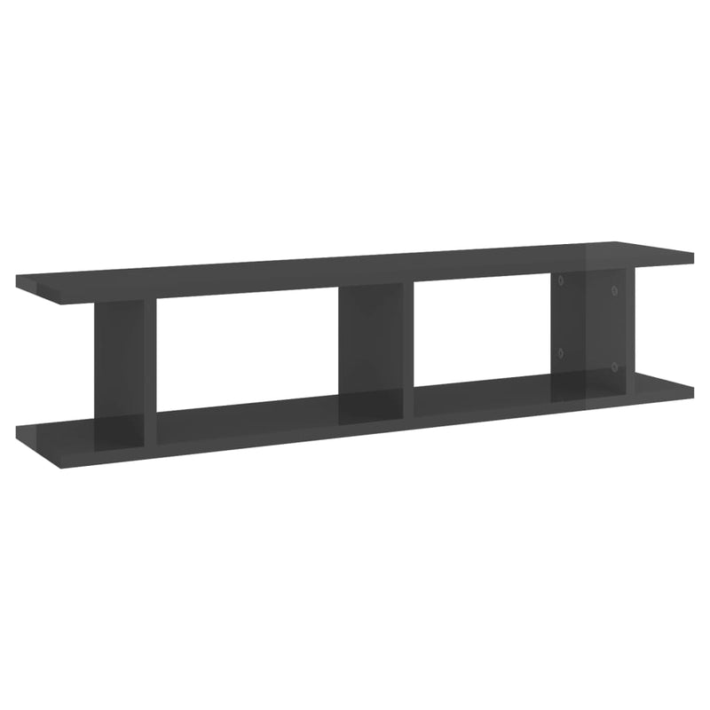 vidaXL 2 db magasfényű szürke szerelt fa fali polc 90 x 18 x 20 cm