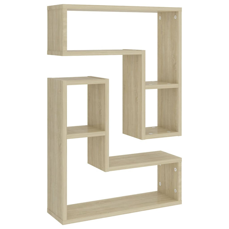 vidaXL 2 db sonoma tölgy színű szerelt fa fali polc 50 x 15 x 50 cm