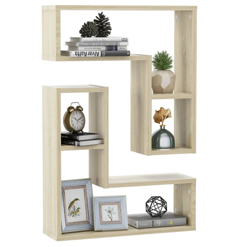 vidaXL 2 db sonoma tölgy színű szerelt fa fali polc 50 x 15 x 50 cm