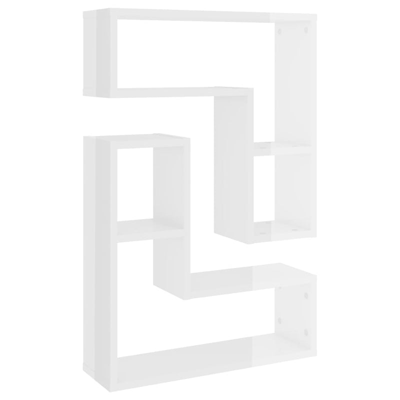 vidaXL 2 db magasfényű fehér szerelt fa fali polc 50 x 15 x 50 cm